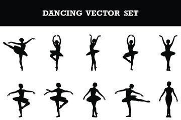 Elegant collection of ballet and dance poses vector silhouettes for creative projects and designs © md
