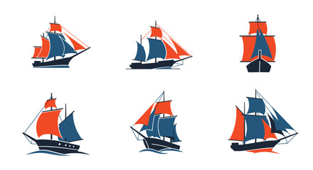 Sailing Ship Line modern color mix vector © Irfan