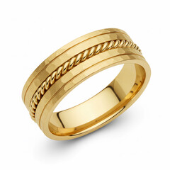 Generate the Hammered Twisted rope gold ring on white background.