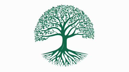 Obraz premium Green tree illustration on white background symbolizing growth and nature