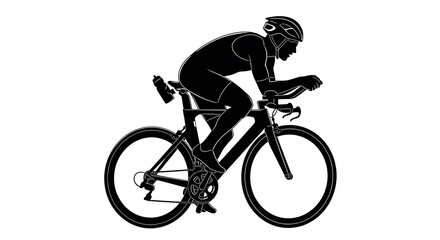 Obraz premium Silhouette of a cyclist in aerodynamic position on a road bike.