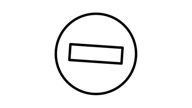 Minus sign icon animating on white background