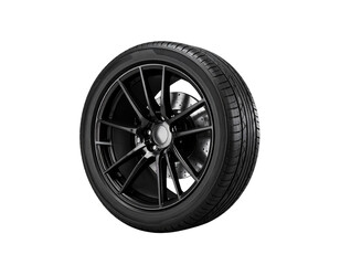 Fototapeta premium Sport Car Wheel with Performance Tire, Isolated on Transparent Background
