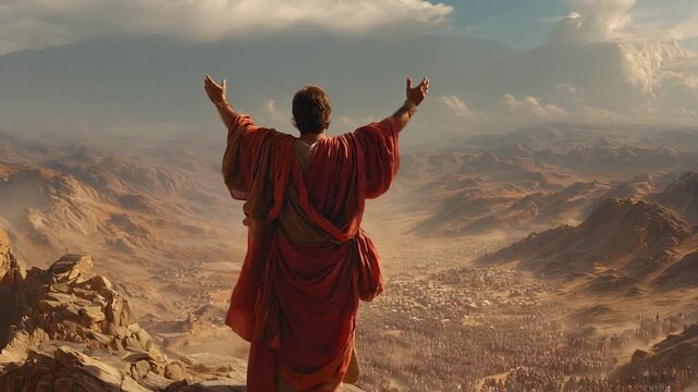 Balaam Blessed Israel and Prophesied for Them. Biblical Story Scene