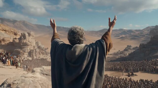 Balaam Blessed Israel and Prophesied for Them. Biblical Story Scene