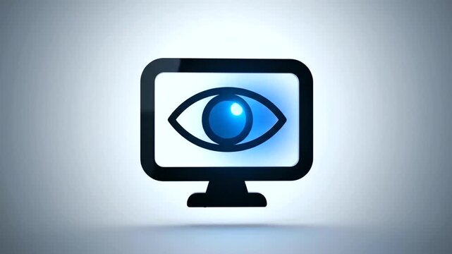 Computer monitor displays blue eye.