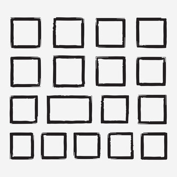 Simple Square Grid Frame Rectangle Clipart, Minimal Box Layout Illustration Vector Art Set, Photo Frame Placeholder Sketch Design Art Set, Grid Gallery Template Graphic Collection Bundle, Square Frame