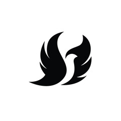 Obraz premium silhouette of a dove spreading wings logo vector