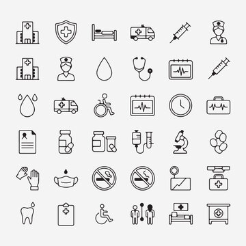 Medical Hospital Health Emergency Tool Clipart, Ambulance Syringe Pill Illustration Vector Art, First Aid Kit Stethoscope Sketch Design Set, Healthcare Doctor Nurse Graphic Collection Set, Medical Eme