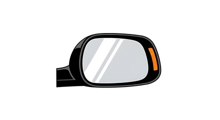 Car side view mirror with integrated turn signal light vector illustration.