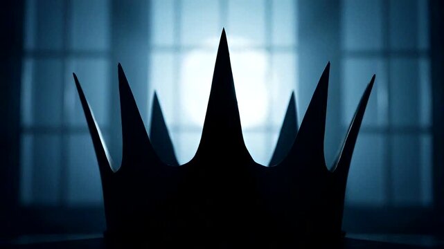 A silhouette of a crown creates a mysterious and dramatic atmosphere against a dark background.