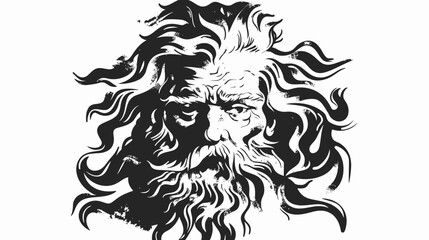 Fototapeta premium Dramatic black and white illustration of an aged bearded mans face
