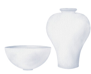 한국 도자기 백자 수채 © 설현 박