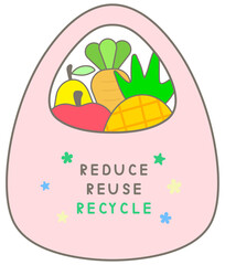 Eco Friendly Shopping Bag with Fresh Fruits and Vegetables for Earth Day Sustainability