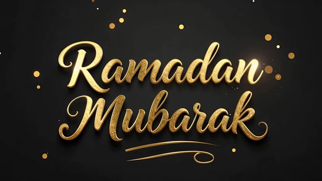 ramadan mubarak gold script text with sparkles and lights
