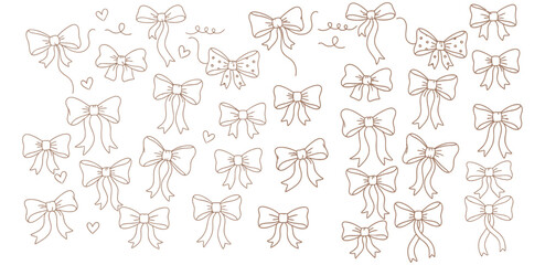 Obraz premium Cute hand-drawn bow doodles in a charming sketch style, perfect for festive decorations and creative projects