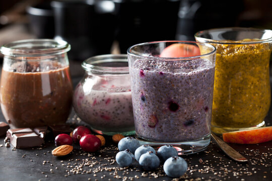 Various desserts of chia seeds