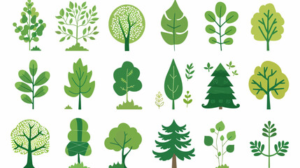 Fototapeta premium Collection of stylized green tree illustrations suitable for various applications
