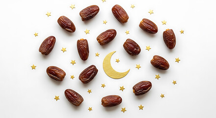Dates arranged in a circular pattern with a crescent moon in the center