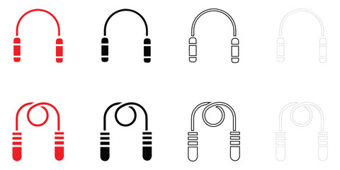 jump rope icon vector, jumping rope fitness physical exercise symbol vector, silhouette and line art illustration © GraphicsHub