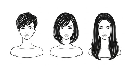 Three women with different hairstyles shown from the shoulders up.