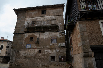 Old buildings with rustic architecture in a village.. La Alberca, in the province of Salamanca, Spain