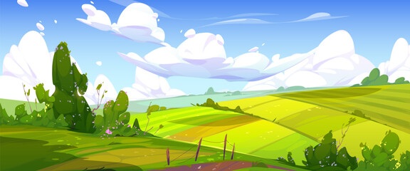 Rural landscape with green agriculture fields © Cahya