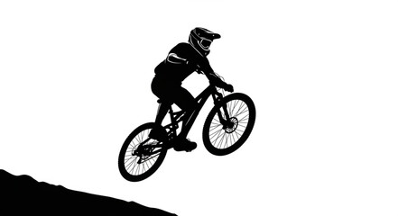 Mountain Biker in Mid Air Jump.