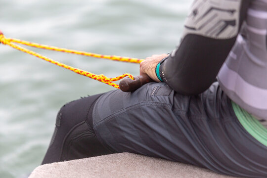 Waterski, man holding rope