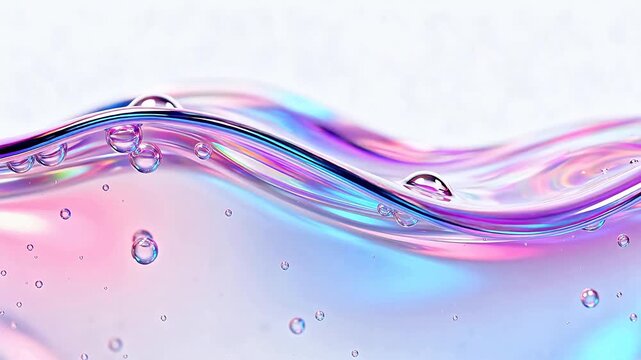 Colorful liquid wave with bubbles