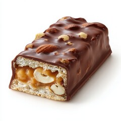 Chocolate bar with caramel, peanuts, and almonds filling