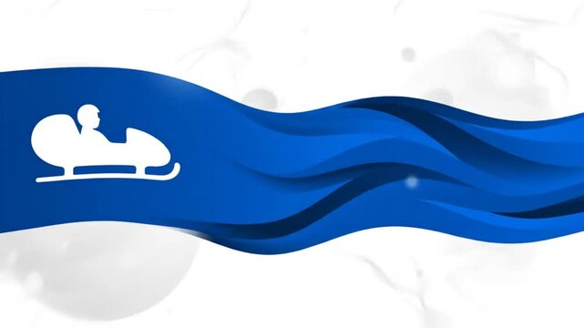 Bobsleigh sports competition icon graphic design for winter games themed content with blue and white colors