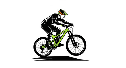 Mountain Biker Riding Downhill Fast. © Reza