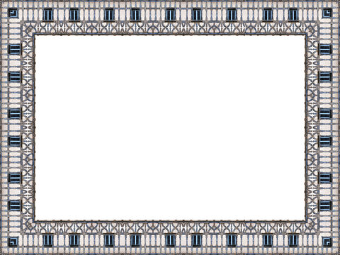 Hellgrauer rechteckiger gemusterter Bilderrahmen mit wei&szlig;en Hintergrund	
