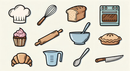 Baking essentials and treats illustration illustration