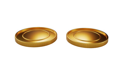 Two realistic golden coins sit side-by-side against a black background