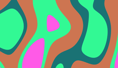 Obraz premium Abstract swirling pattern in teal pink green brown hues ideal for backgrounds, prints, textiles, and design projects needing vibrant, dynamic visuals.