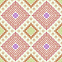 Geometric folklore ornament with rhombuses. Tribal ethnic vector texture. Seamless striped pattern in Aztec style. Figure tribal embroidery. Indian, Scandinavian, Gypsy, Mexican, folk pattern.