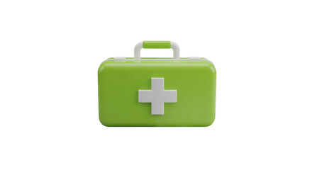 Obraz premium A bright green first aid kit with a white cross symbol on the front
