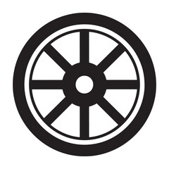 Fototapeta premium Black wheel icon, gear or cog symbol, vector graphic for website, app, or UI, isolated on transparent background, png