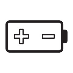 Fototapeta premium Vector battery icon, plus and minus signs, simple black outline, isolated on transparent background, png