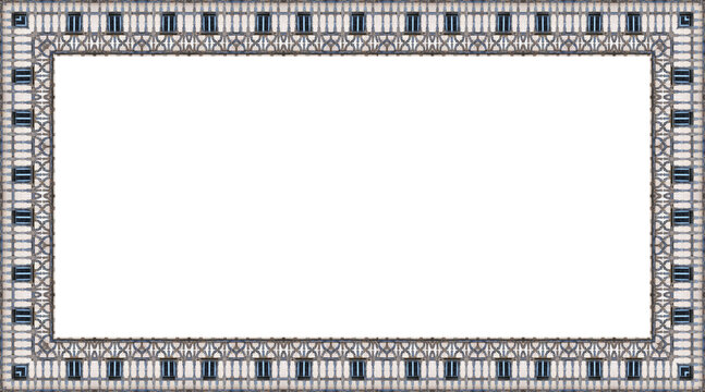 Hellgrauer rechteckiger gemusterter Bilderrahmen mit wei&szlig;en Hintergrund