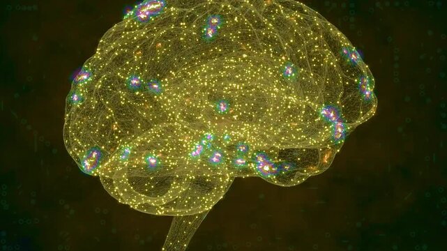 Glowing neural network brain connections