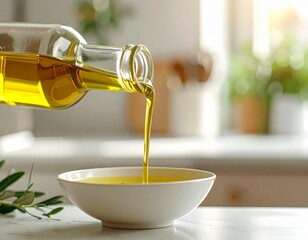 Healthy Cooking Concept with Olive Oil Pour (No Label)