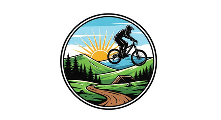 Mountain Biker Riding Downhill Trail. © Dawis