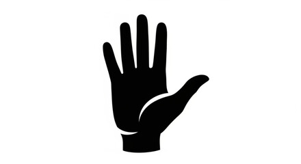Obraz premium A black silhouette of a hand with palm facing forward and fingers extended in a gesture