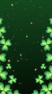 abstract vertical green clovers and stars background	