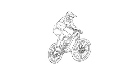 Naklejka premium Mountain Biker Riding Off Road Bike.