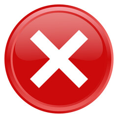 Obraz premium Red cross button icon for cancel, delete, and error actions in UI or web interfaces.