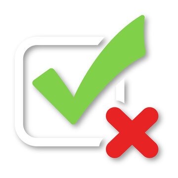 Checkbox approve and reject icon set for validation, selection, and decision actions in UI interfaces.